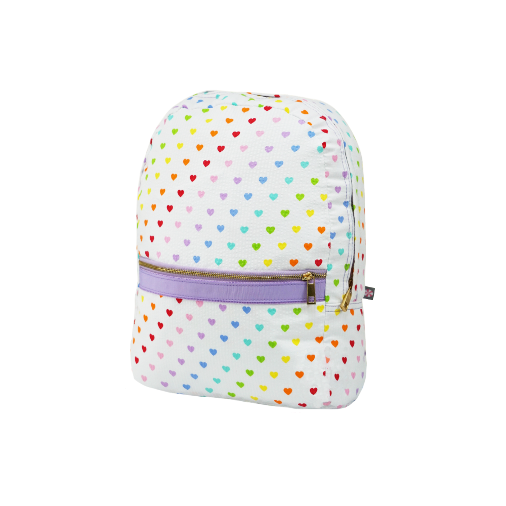Rainbow Tiny Hearts Seersucker Backpack