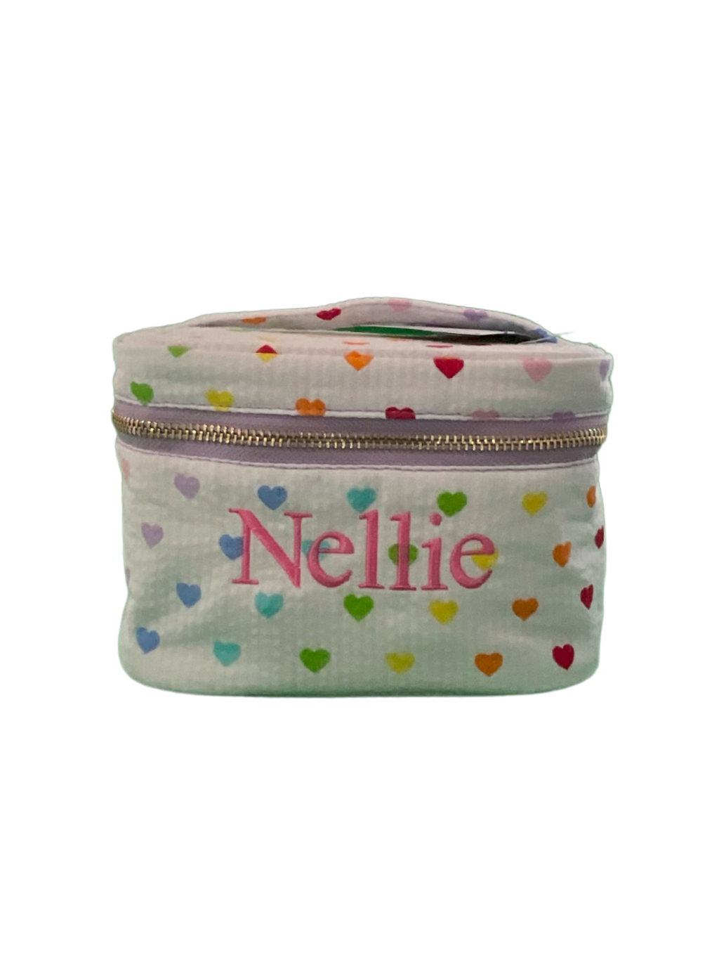 Tiny Rainbow Hearts Mini Train Case