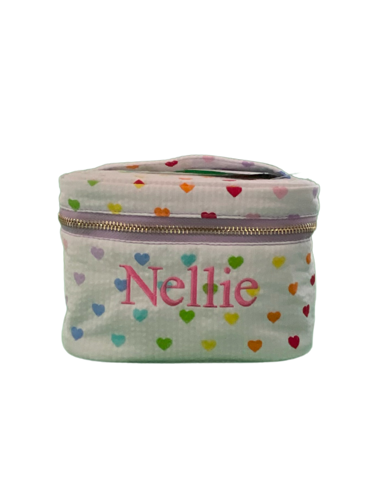 Tiny Rainbow Hearts Mini Train Case