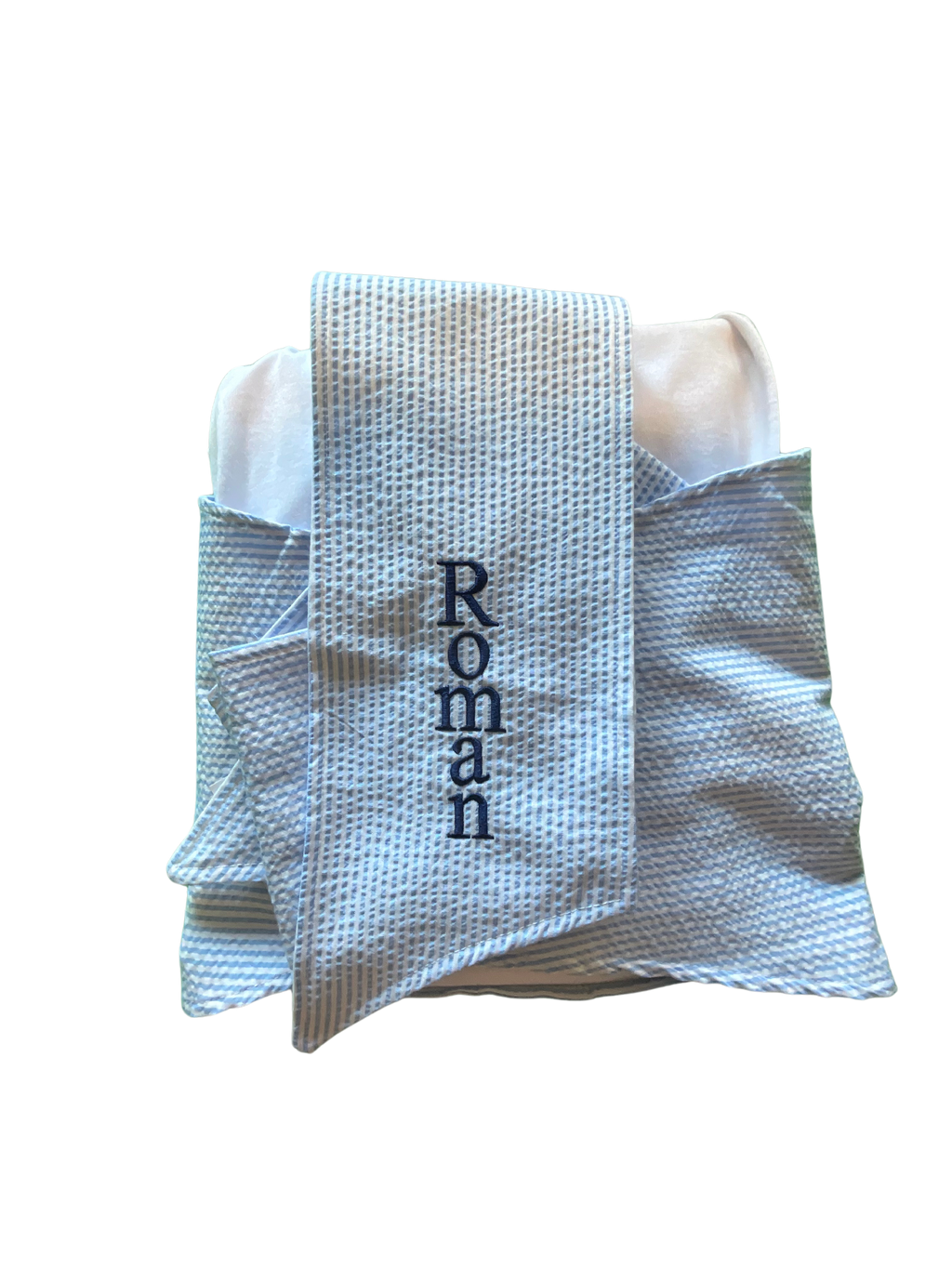 Blue Seersucker Baby Swaddle Blanket