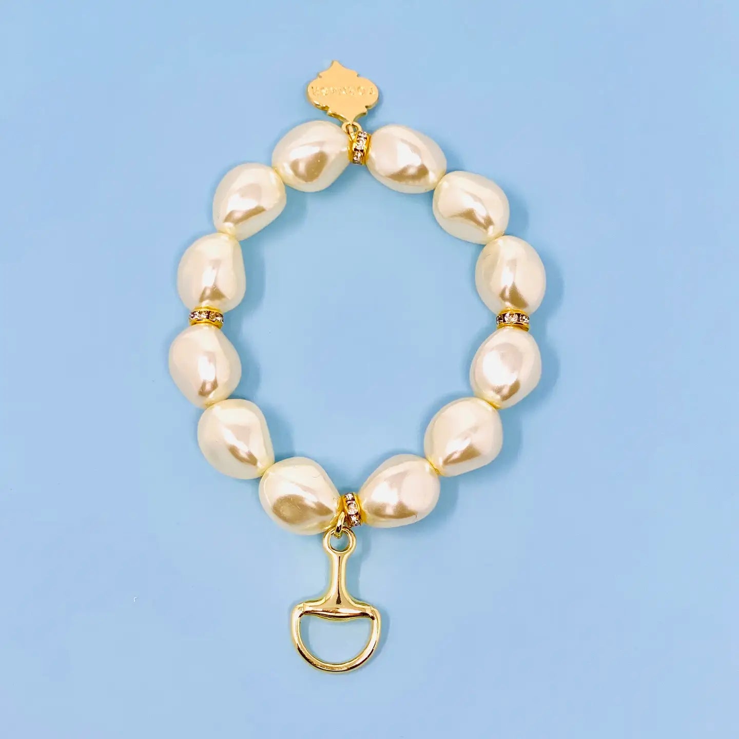 Victoria Faux Pearl & Gold Bit Bracelet