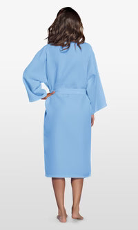 Serenity Blue Cotton Waffle Kimono Long Robe with Optional Monogram