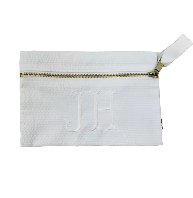 White Seersucker Cosmo Bag