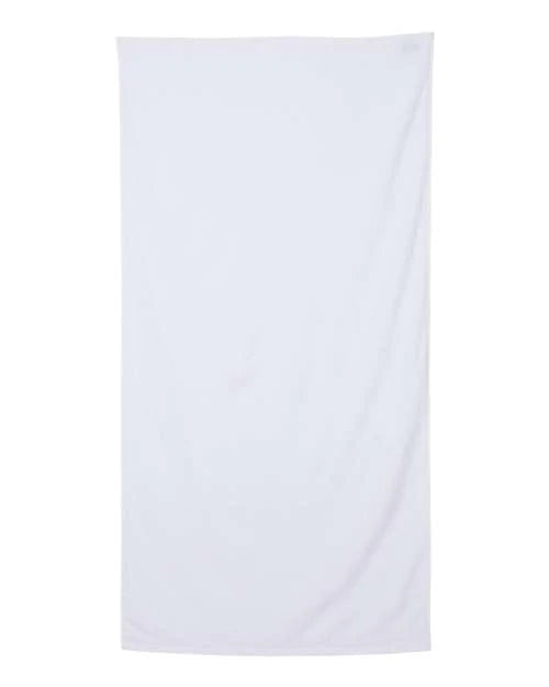 Luxury White Cotton Velour 32" x 64" Beach Towel