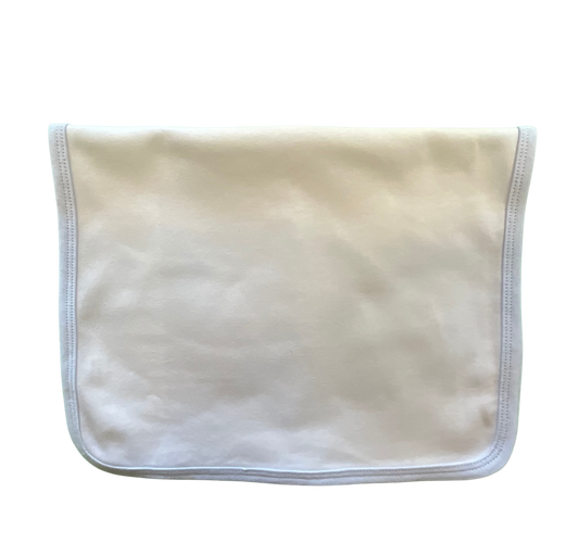 White Cotton Burp Cloth with Blue Trim