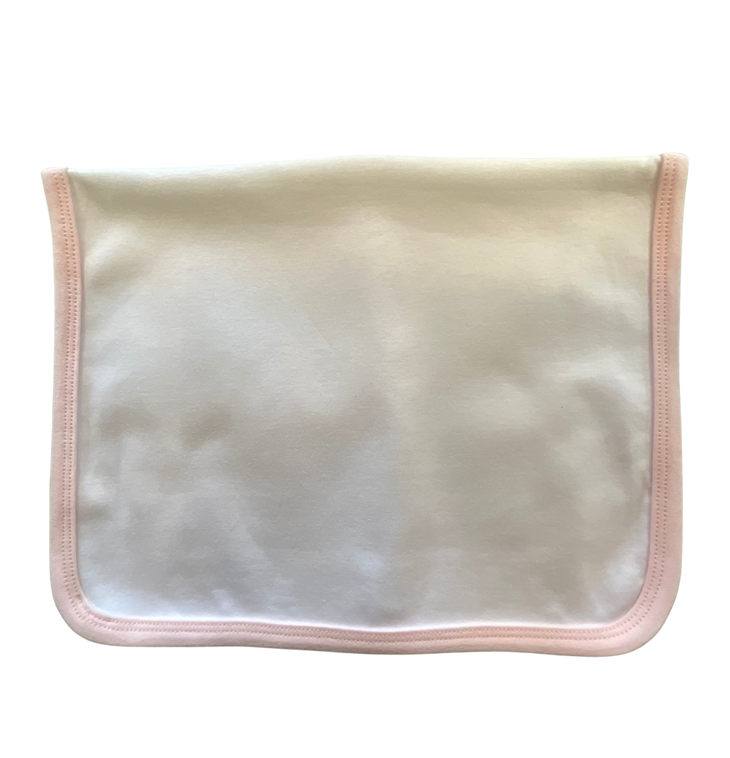 White Cotton Burp Cloth with Pink Trim