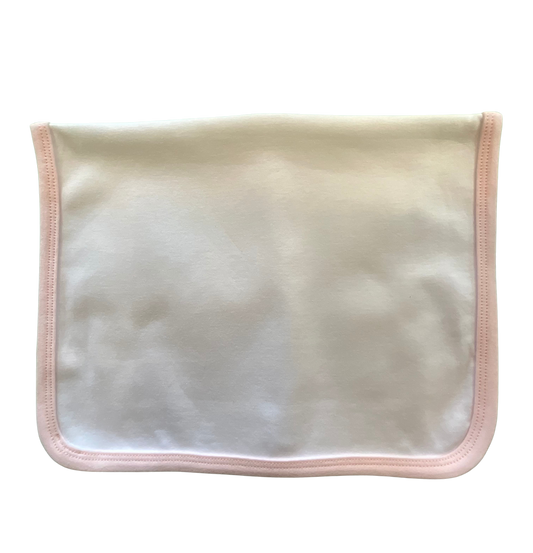 White Cotton Burp Cloth with Pink Trim