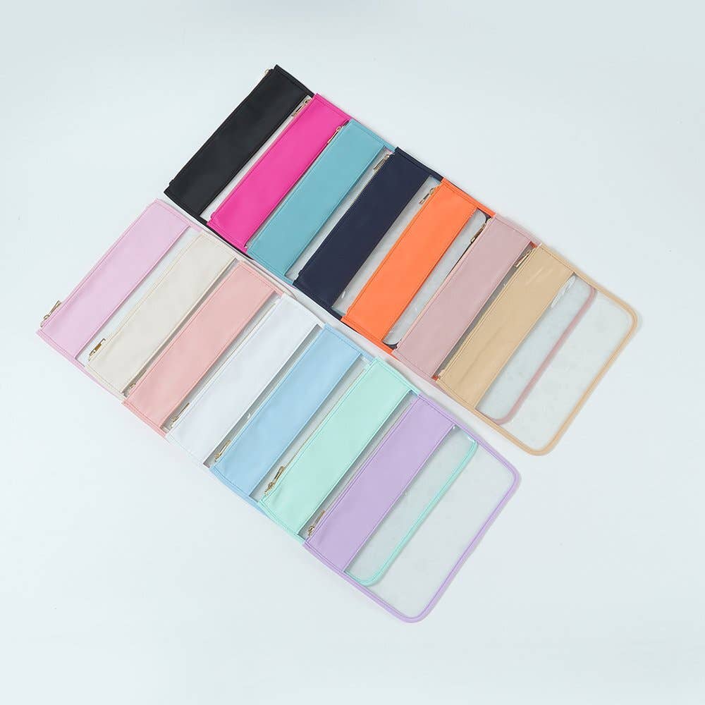 Jumbo Clear Nylon Pouches in a Rainbow of Colors
