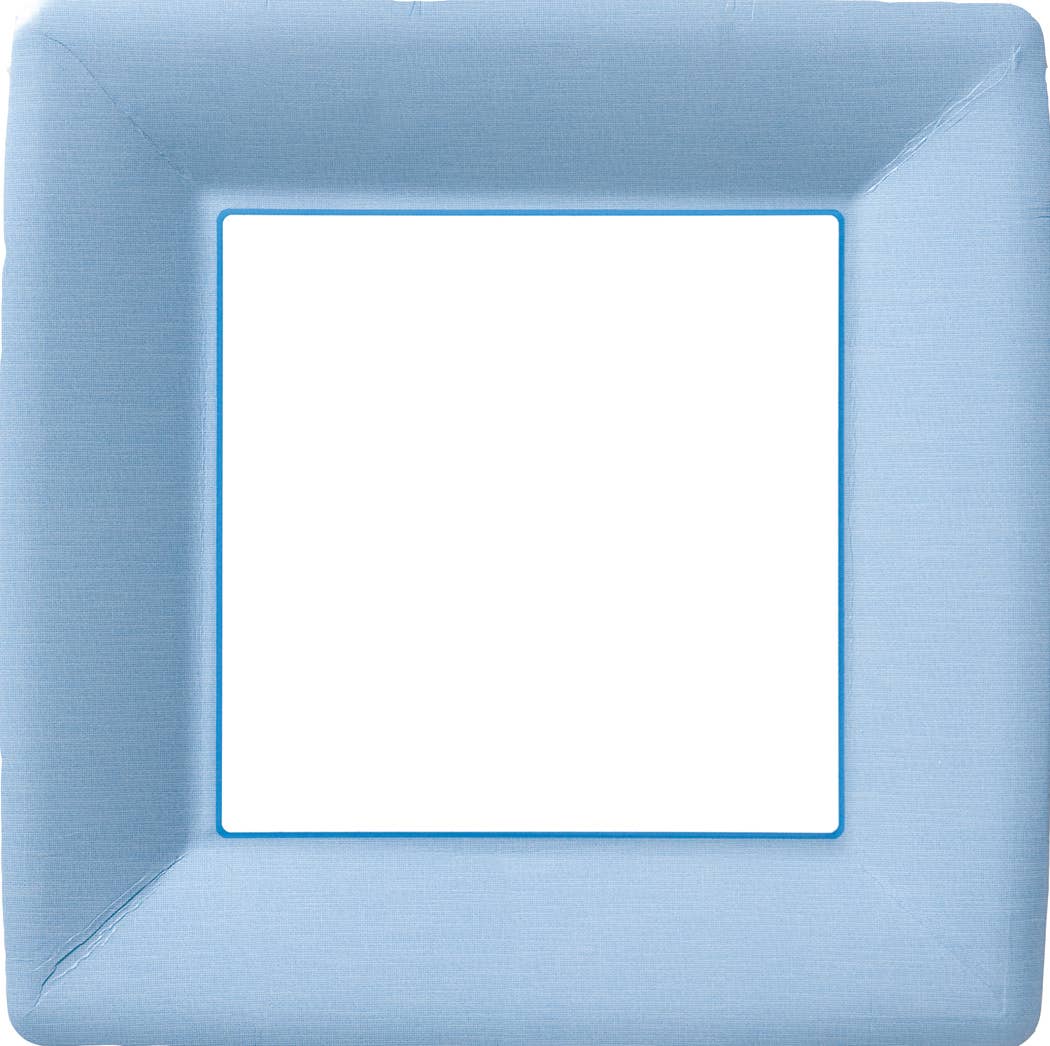 10" Square Paper Plates Pack of 8 Classic Linen light blue
