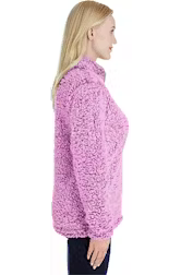 Ladies Magenta Heather Sherpa 1/4 Zip Pullover Size L