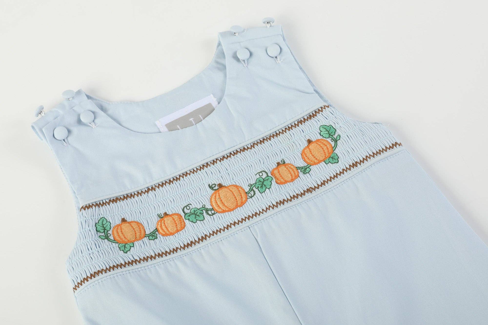 Light Blue Smocked Pumpkin Boy's Long Jon