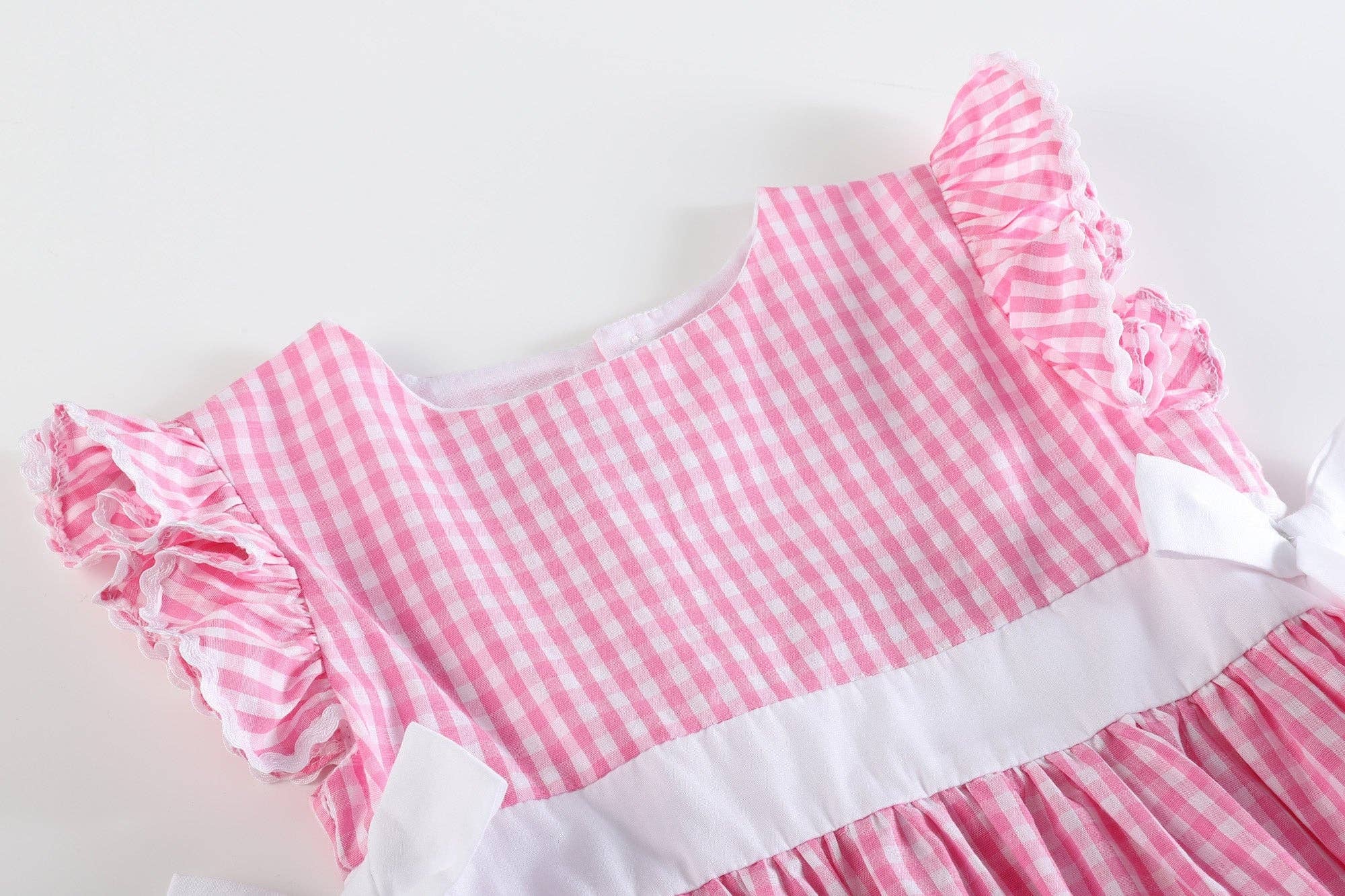 Pink Gingham Ruffle Bow Dress