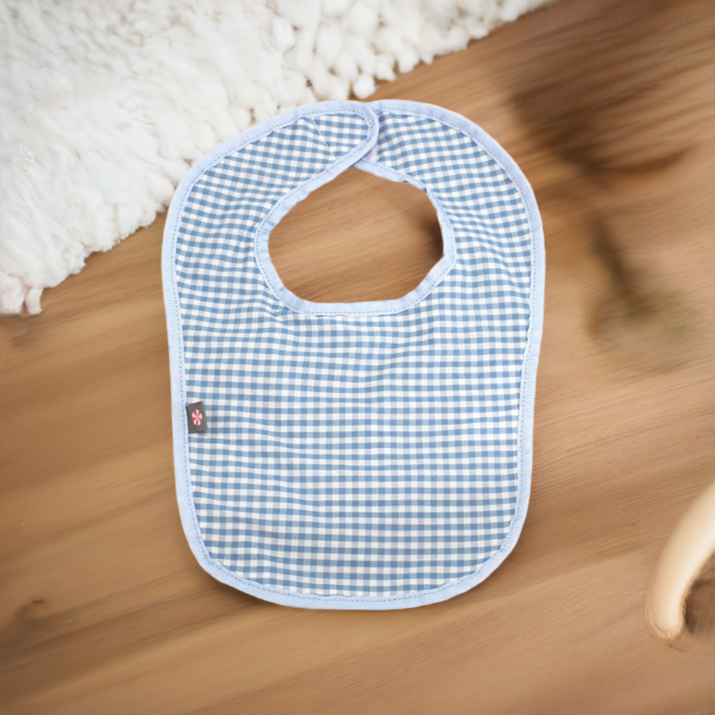 Baby Blue Gingham Bib with optional monogram