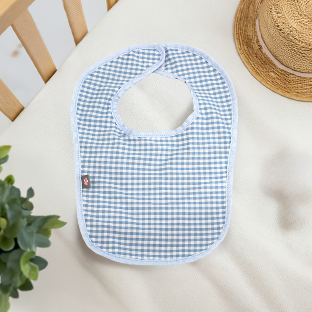 Baby Blue Gingham Bib with optional monogram