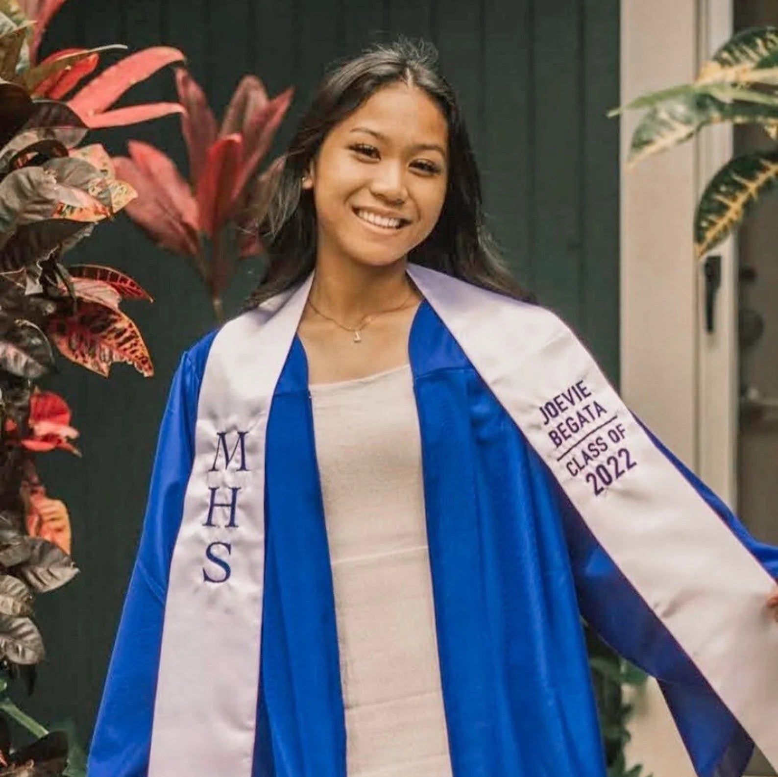 Custom Monogrammed White Graduation Stoles