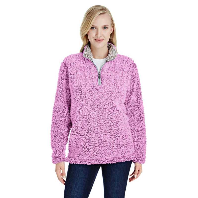 Ladies Magenta Heather Sherpa 1/4 Zip Pullover Size L