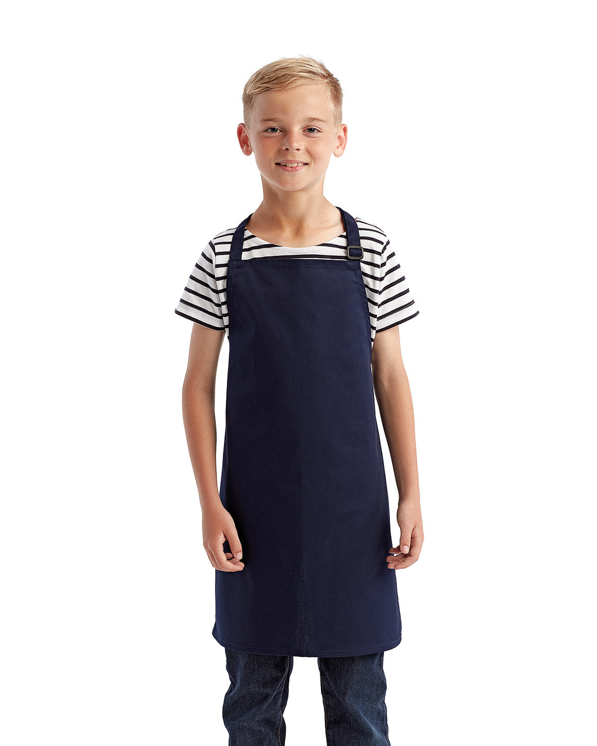 Kid's Navy Cotton Artisan Bib Apron with Pocket