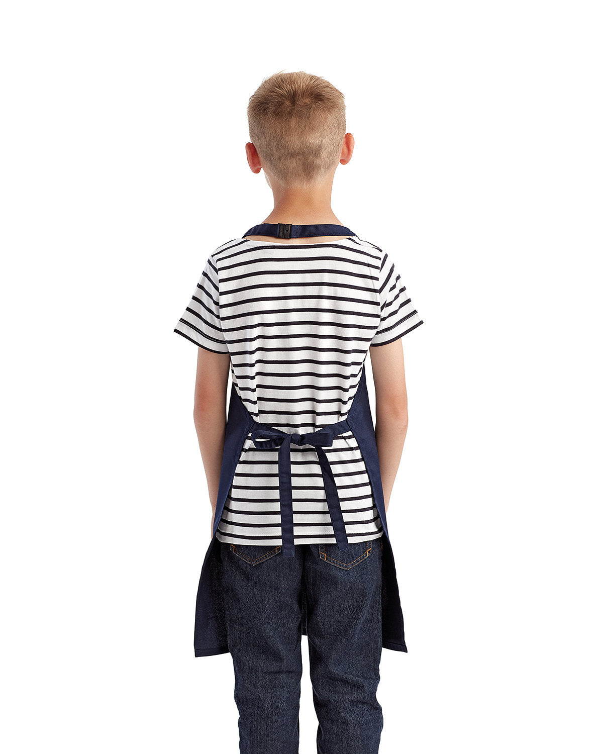 Kid's Navy Cotton Artisan Bib Apron with Pocket