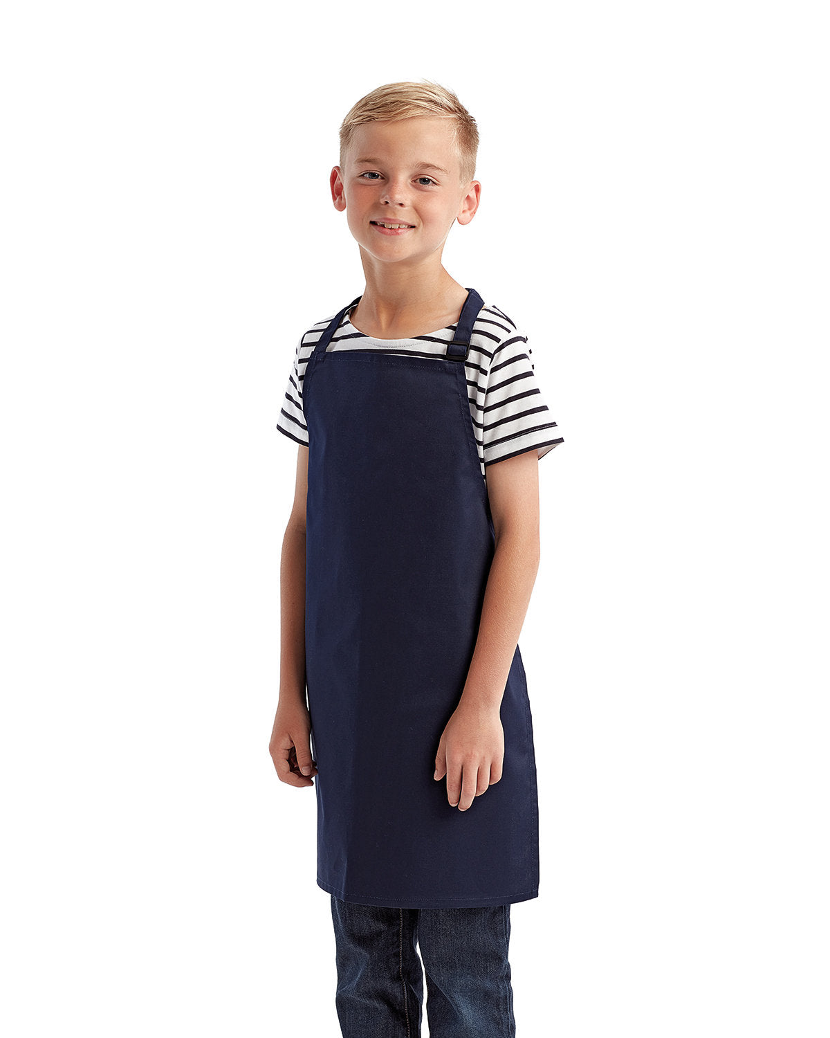 Kid's Navy Cotton Artisan Bib Apron with Pocket