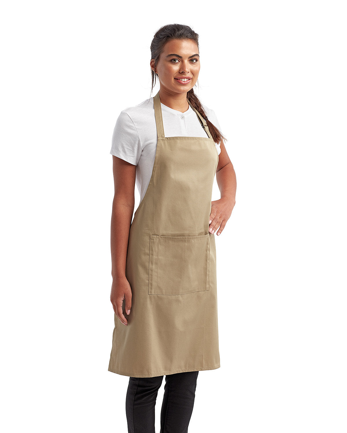 Khaki Cotton Artisan Bib Apron with Pocket with Optional Monogram
