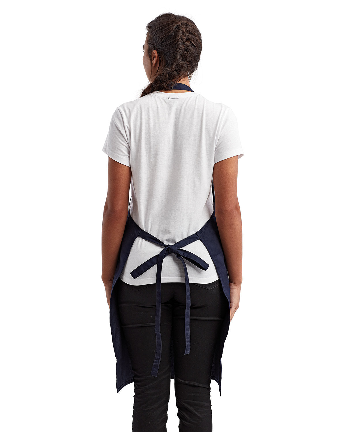 Navy Cotton Artisan Bib Apron with Pocket