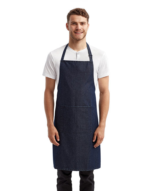 Indigo Denim Cotton Artisan Bib Apron with Pocket