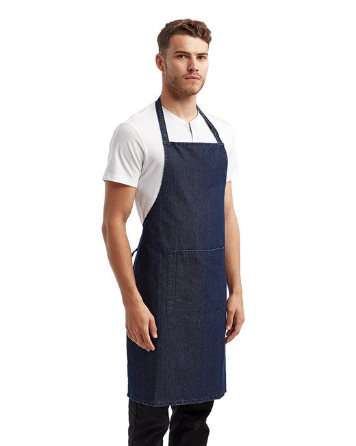 Indigo Denim Cotton Artisan Bib Apron with Pocket