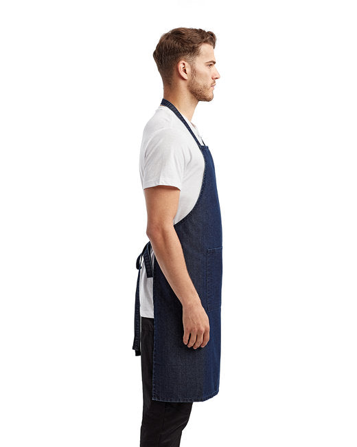 Indigo Denim Cotton Artisan Bib Apron with Pocket