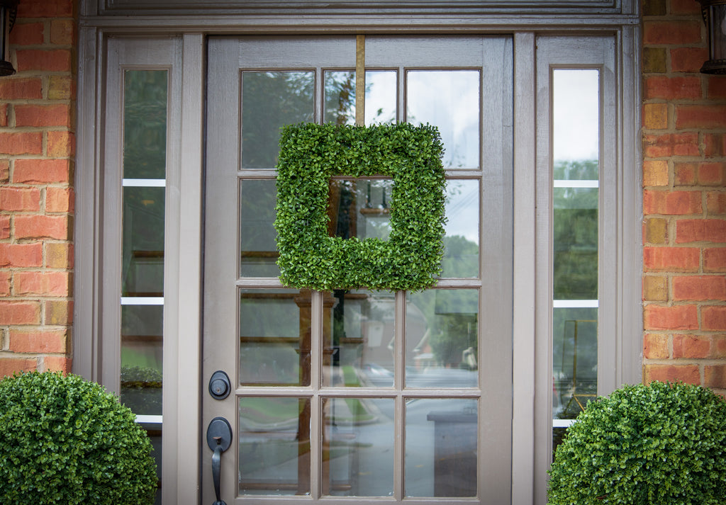 Faux Boxwood Square Wreath - 16 Inch